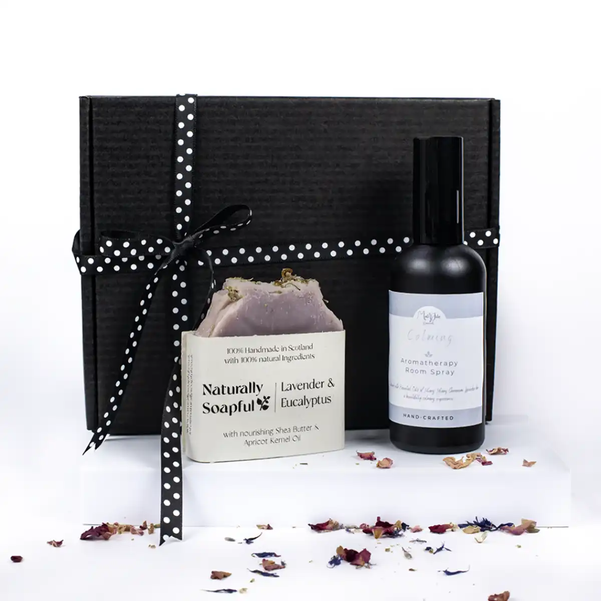 Calming Aromatherapy Gift Set with Room Spray and Handmade Lavender and Eucalyptus Soap Bar